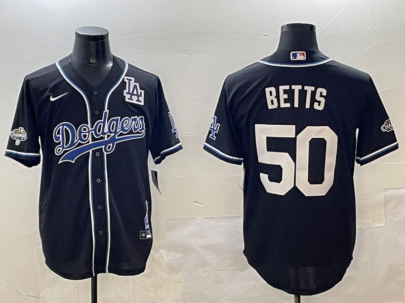 Men Los Angeles Dodgers #50 Betts Black Fashion Game 2025 Nike MLB Jersey style 3064